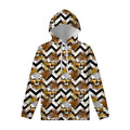 Gold Tropical Skull Pattern Print Pullover Hoodie