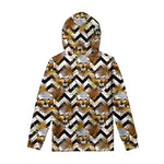 Gold Tropical Skull Pattern Print Pullover Hoodie