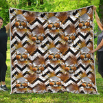 Gold Tropical Skull Pattern Print Quilt