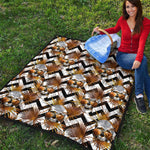 Gold Tropical Skull Pattern Print Quilt