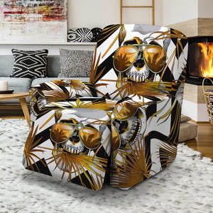 Gold Tropical Skull Pattern Print Recliner Slipcover