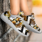 Gold Tropical Skull Pattern Print Sport Shoes GearFrost