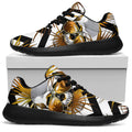 Gold Tropical Skull Pattern Print Walking Shoes