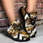 Gold Tropical Skull Pattern Print Sport Shoes GearFrost