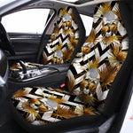Gold Tropical Skull Pattern Print Universal Fit Car Seat Covers