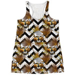 Gold Tropical Skull Pattern Print Women's Racerback Tank Top