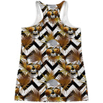 Gold Tropical Skull Pattern Print Women's Racerback Tank Top