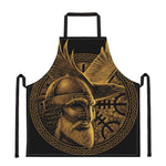 Gold Viking God Odin And Crow Print Apron