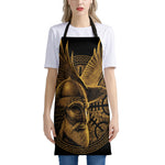 Gold Viking God Odin And Crow Print Apron