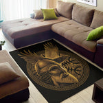 Gold Viking God Odin And Crow Print Area Rug