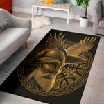 Gold Viking God Odin And Crow Print Area Rug