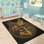Gold Viking God Odin And Crow Print Area Rug