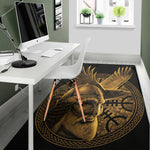 Gold Viking God Odin And Crow Print Area Rug