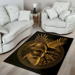 Gold Viking God Odin And Crow Print Area Rug