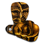 Gold Viking God Odin And Crow Print Boxing Gloves