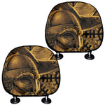 Gold Viking God Odin And Crow Print Car Headrest Covers