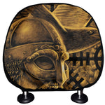 Gold Viking God Odin And Crow Print Car Headrest Covers