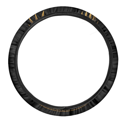 Gold Viking God Odin And Crow Print Car Steering Wheel Cover