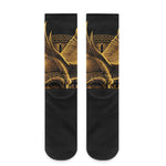 Gold Viking God Odin And Crow Print Crew Socks