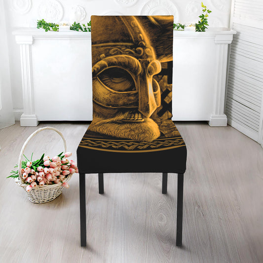 Gold Viking God Odin And Crow Print Dining Chair Slipcover
