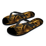 Gold Viking God Odin And Crow Print Flip Flops