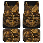 Gold Viking God Odin And Crow Print Front and Back Car Floor Mats