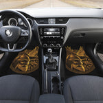 Gold Viking God Odin And Crow Print Front and Back Car Floor Mats