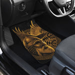 Gold Viking God Odin And Crow Print Front and Back Car Floor Mats