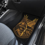 Gold Viking God Odin And Crow Print Front and Back Car Floor Mats