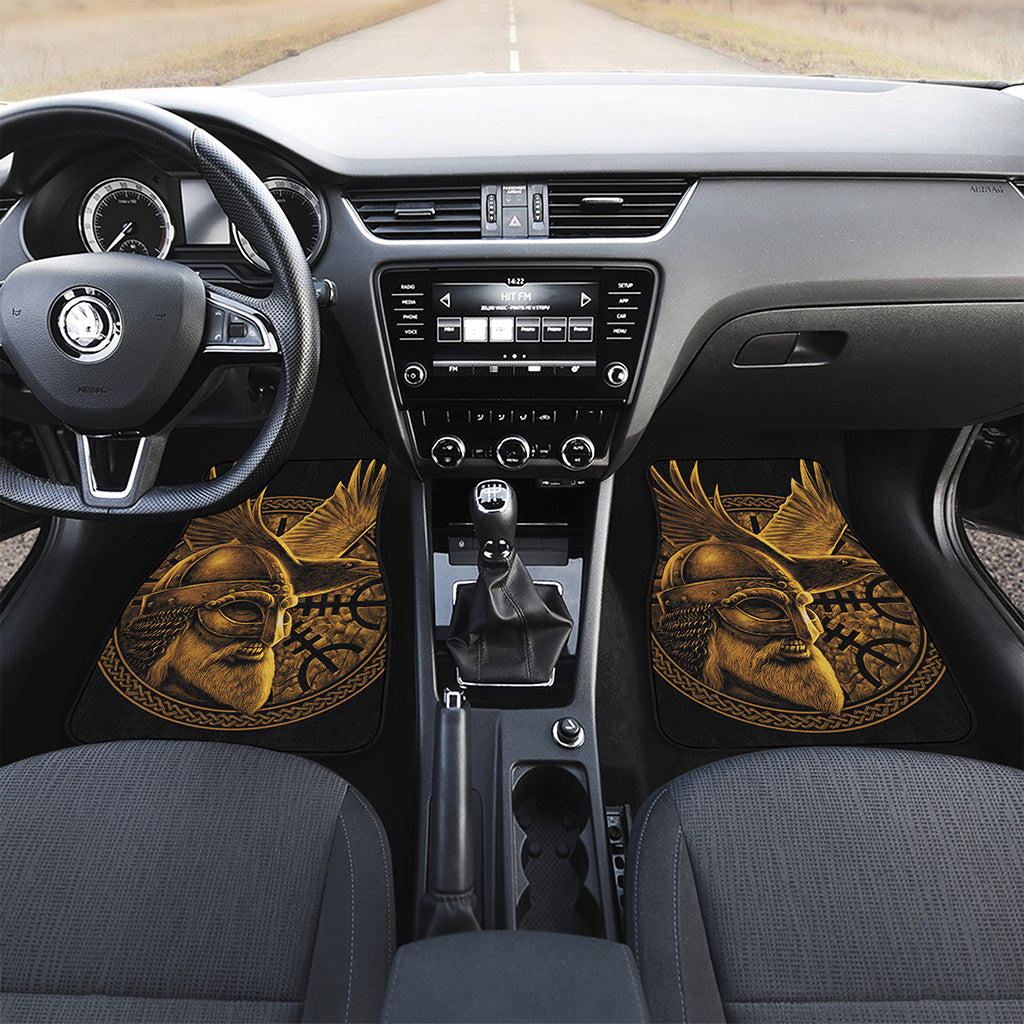 Gold Viking God Odin And Crow Print Front Car Floor Mats