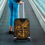 Gold Viking God Odin And Crow Print Luggage Cover