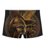 Gold Viking God Odin And Crow Print Men's Boxer Briefs
