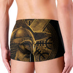 Gold Viking God Odin And Crow Print Men's Boxer Briefs