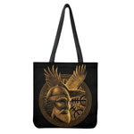 Gold Viking God Odin And Crow Print Tote Bag
