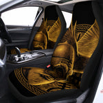 Gold Viking God Odin And Crow Print Universal Fit Car Seat Covers