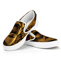 Gold Viking God Odin And Crow Print White Slip On Sneakers