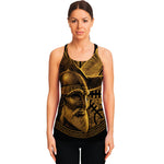 Gold Viking God Odin And Crow Print Women's Racerback Tank Top