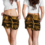 Gold Viking God Odin And Crow Print Women's Shorts