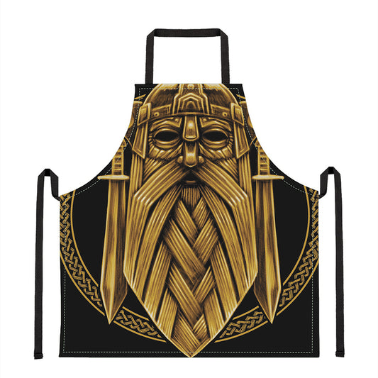 Gold Viking Norse God Odin Print Apron