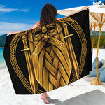Gold Viking Norse God Odin Print Beach Sarong Wrap