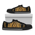 Gold Viking Norse God Odin Print Black Low Top Sneakers