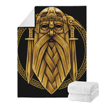 Gold Viking Norse God Odin Print Blanket