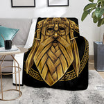 Gold Viking Norse God Odin Print Blanket