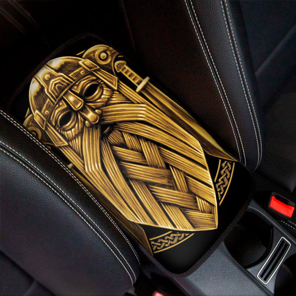 Gold Viking Norse God Odin Print Car Center Console Cover
