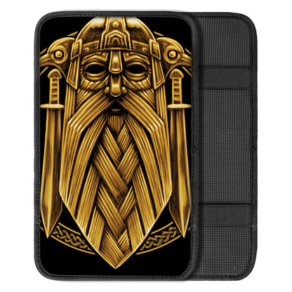 Gold Viking Norse God Odin Print Car Center Console Cover