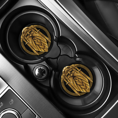 Gold Viking Norse God Odin Print Car Coasters