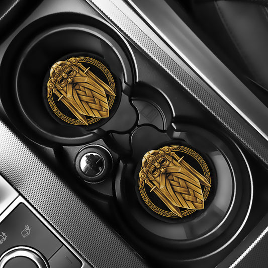 Gold Viking Norse God Odin Print Car Coasters
