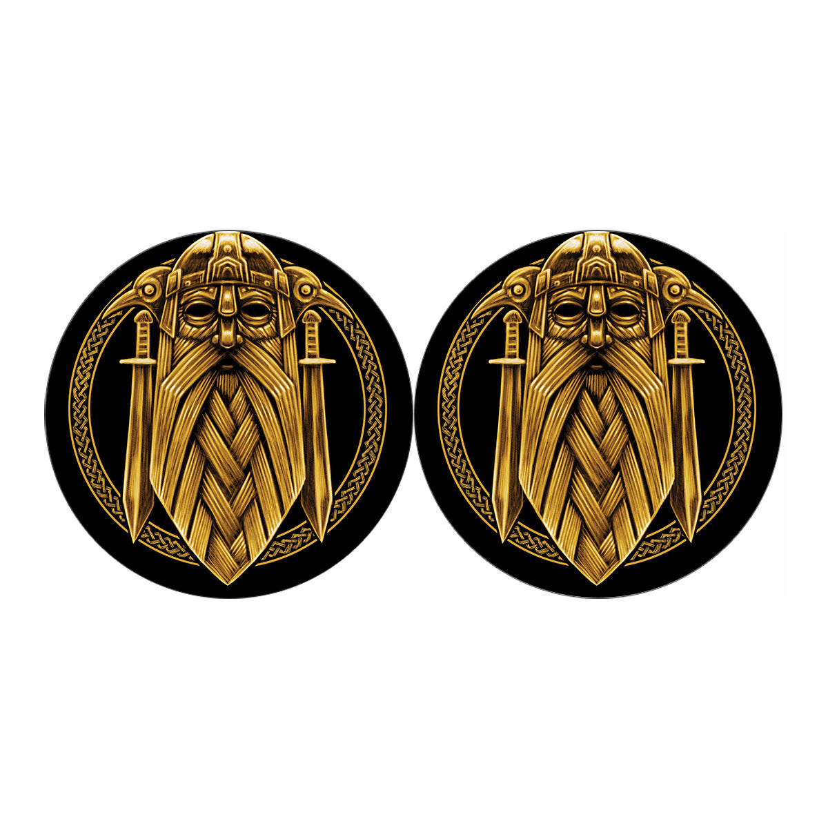 Gold Viking Norse God Odin Print Car Coasters
