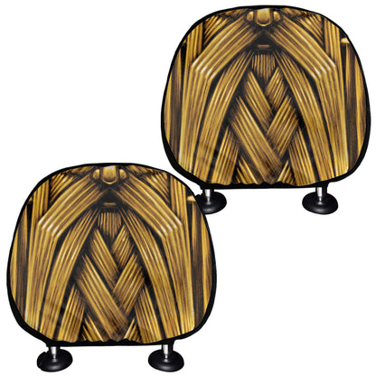 Gold Viking Norse God Odin Print Car Headrest Covers