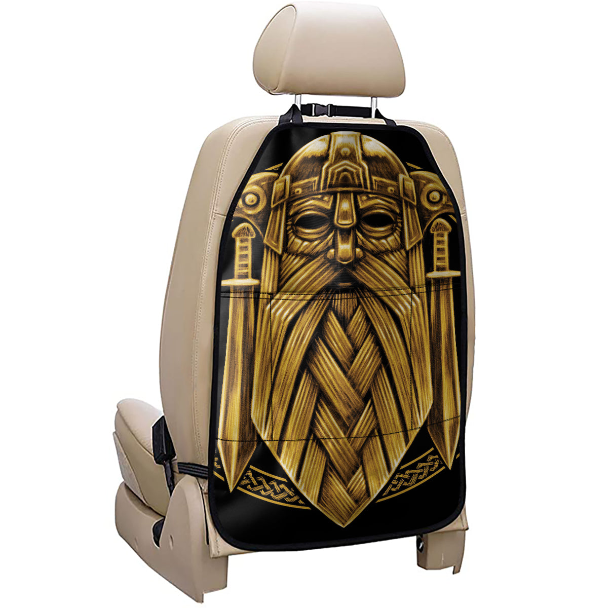 Gold Viking Norse God Odin Print Car Seat Organizers